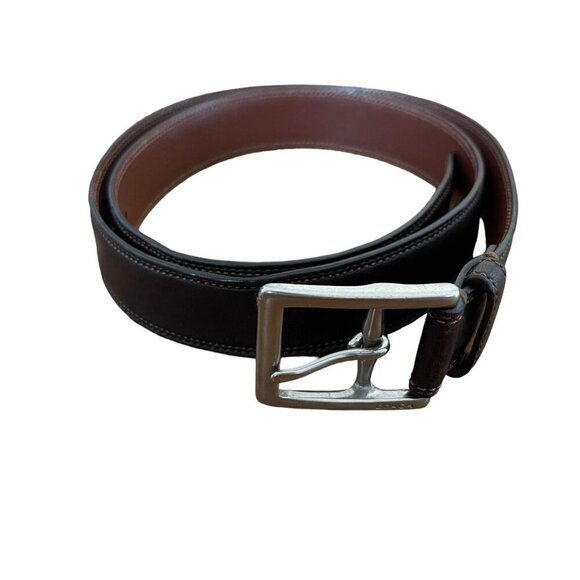 Coach Mens Leather Belt With Brass Square Buckle 32